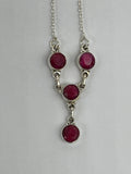 Onyx,Moonstone, Ruby Silver Necklace