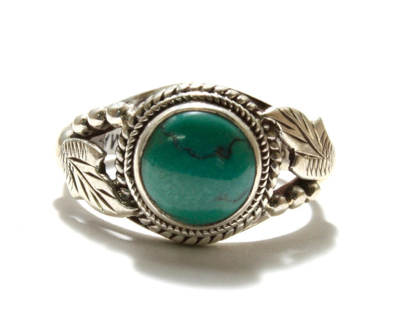Turquoise Circle Leaf Ring