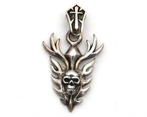 Skull with Flames Pendant