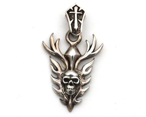 Skull with Flames Pendant