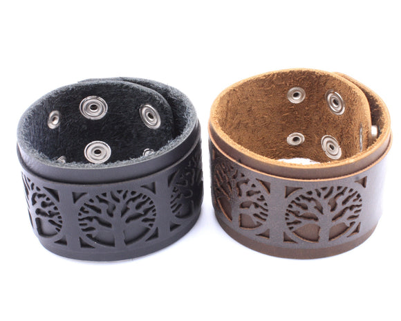 Tree of Life Leather Cuff