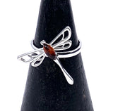 Amber Stone Dragonfly Ring